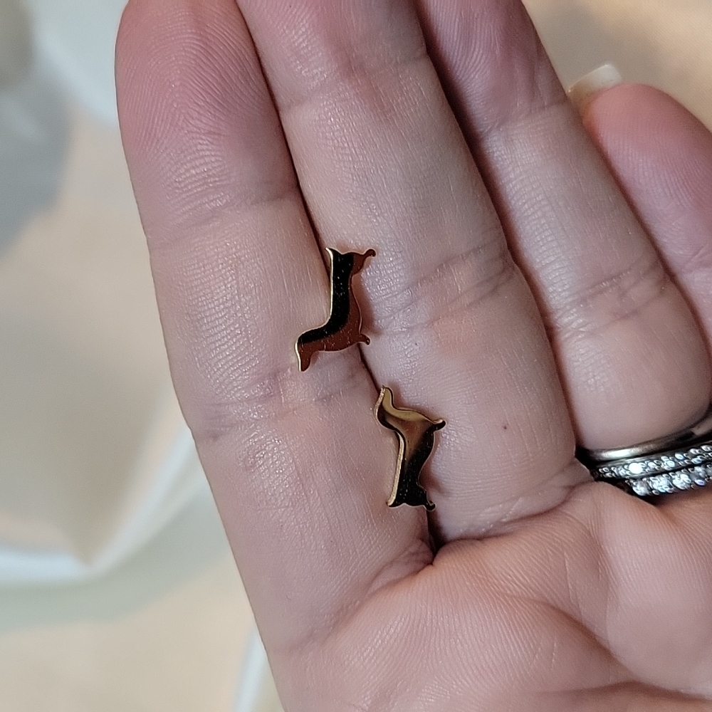 Dainty Doxie Golden Stud Earrings - Picture 4 of 6